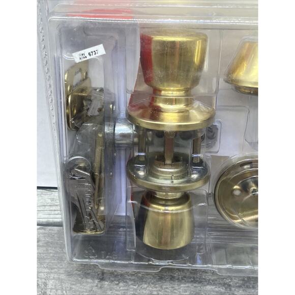RELIABILT Deadbolt Gallo Polished Brass Keyed Entry Door Knob Combo. {105}. - Picture 5 of 13